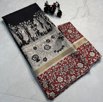 Load image into Gallery viewer, Black Color Mul Mul Cotton Sarees Wedding Wear Collection Price and Online Shopping Price Under 1000 . this Fabric Weddings Wear and Traditional Cotton Saree Online and Soft Cotton Saree for Women , Traditional Look For 2024-25 .