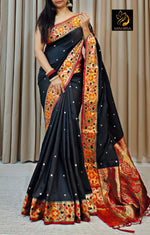 Load image into Gallery viewer, Soft Silk Fabric In This Amazing Saree , All Over Zari Weaving Work In Saree , Golden Zari Use in Soft Saree Of Under 1499 .
