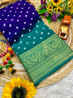 Load image into Gallery viewer, Blue Cotton Silk Sarees With Price and Online Shopping Under 1500 . This Fabric Smooth Softness and Pure Cotton Silk Fabric For Weddings. This Fabric Pure Cotton Silk Saree Mainly Manufacturing In Uttar Pradesh.