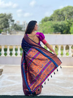 Load image into Gallery viewer, Your Style With Our Silk Designer Saree Graceful Heritage For Women Ideal For Festivals and Weddings . Soft Paithani Silk Saree with Extraordinary Rich Pallu & Zari Weaving Work in This Fabric Jumka Saree Of Under 1999
