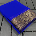 Load image into Gallery viewer, Pure Blue Viscose Silk Saree Original Most Popular And Famous Viscose Silk Saree Traditional Look and Fashion Designer Look For Weddings price Under 999.