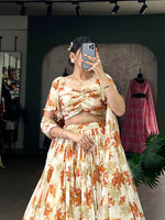 Load image into Gallery viewer, Krinika Georgette Cream Dhavani Set | Langa Davani Set | Shoppers Trend