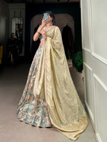 Load image into Gallery viewer, Vanshika Tussar Silk Cream Dhavani Set / Langa Voni | Shoppers Trend