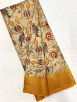 Load image into Gallery viewer, Cream Color Pure Soft Tussar Silk Sarees With Price and Online Shopping Price Under 1500 . this fabric bird design and flower design Combination of Look traditional 2024-25 .