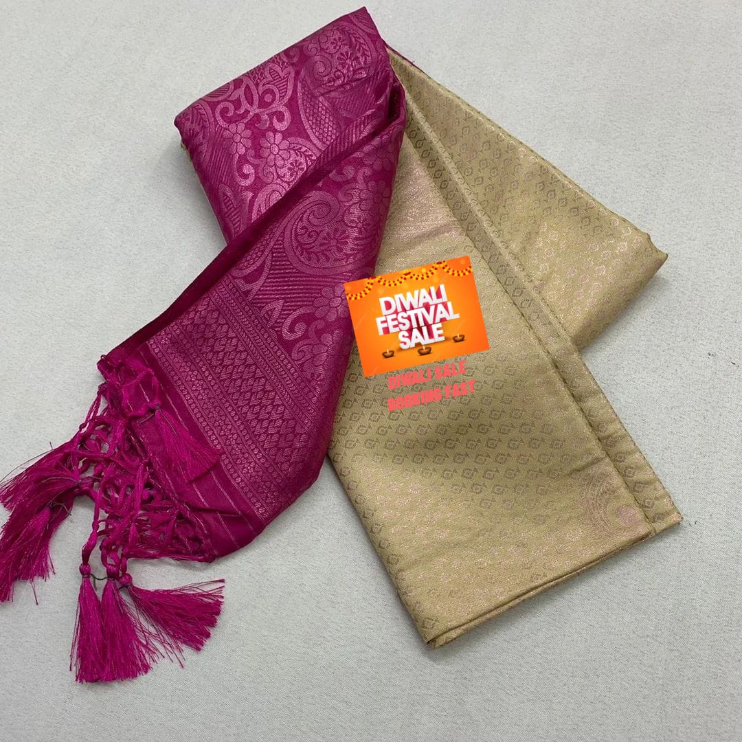 Elegant Soft Silk Saree with zari weaving. 6.3m length, includes matching blouse piece. Machine washable saree and Premium Look for weddings , party and event wear saree ollection - shop now Shoppers trend