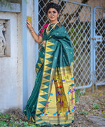 Load image into Gallery viewer, Dark-Sky Pure Soft Silk Saree price under 2000 . This beautiful dark-sky saree is made from 100% pure soft silk, giving it a smooth and luxurious feel. Perfect for weddings, festivals, or any special occasion, it combines elegance and tradition.