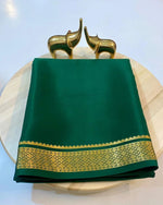 Load image into Gallery viewer, Excellent Dark Green semi mysore silk sarees price and Gold zari weaving work this Crafted expensive  look and  most famous best product this semi mysore silk under 1000 .