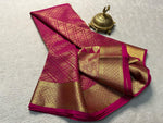 Load image into Gallery viewer, Dark Pink Color Zari Weaving Work Mysore Silk Sarees With Price and Online Shopping Price Under 1500 . Explore the timeless beauty of Kanchipuram (Kanjivaram) silk sarees, renowned for their intricate zari work, vibrant colors, and luxurious craftsmanship. Perfect for weddings and festive occasions . Traditional Look 2024-25 .