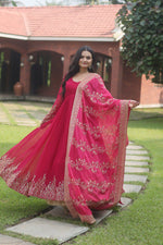 Load image into Gallery viewer, Apexa Faux Blooming Pink Anarkali | Shoppers Trend