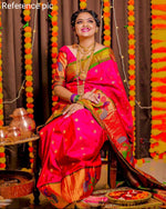 Load image into Gallery viewer, Dark Pink Pure Silk Sarees online shopping price in under 2500 . this designs for weddings and party wear collection , this Fabric smooth and pure Soft silk Tradition of Banaras .