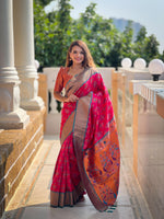Load image into Gallery viewer, This Saree Authentic Dark Pink Soft Paithani Silk Sarees With Price and Online Shopping Price Under 2500 . This Collection Very Expensive This Saree . Ideal For Festivals and Weddings .