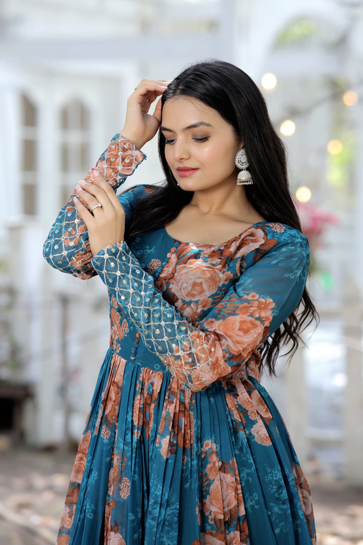 Kriva Faux Georgette Gown | Shoppers Trend