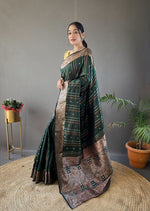 Load image into Gallery viewer, Green Color Silk Sarees With Price and Online Shopping Price Under 1500 . this Fabric So Heavy and Zari Weaving Work and Jacquard Weaving Work and Zari Weaving Work and Rich Border and Traditional Look For 2024-25 , 2025-26 .