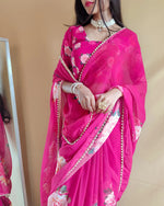 Load image into Gallery viewer, Gulabi Rani georgette sarees with price and this saree online shopping price under 1000 . this fabric georgette first manufacturer in Surat , Gujarat .