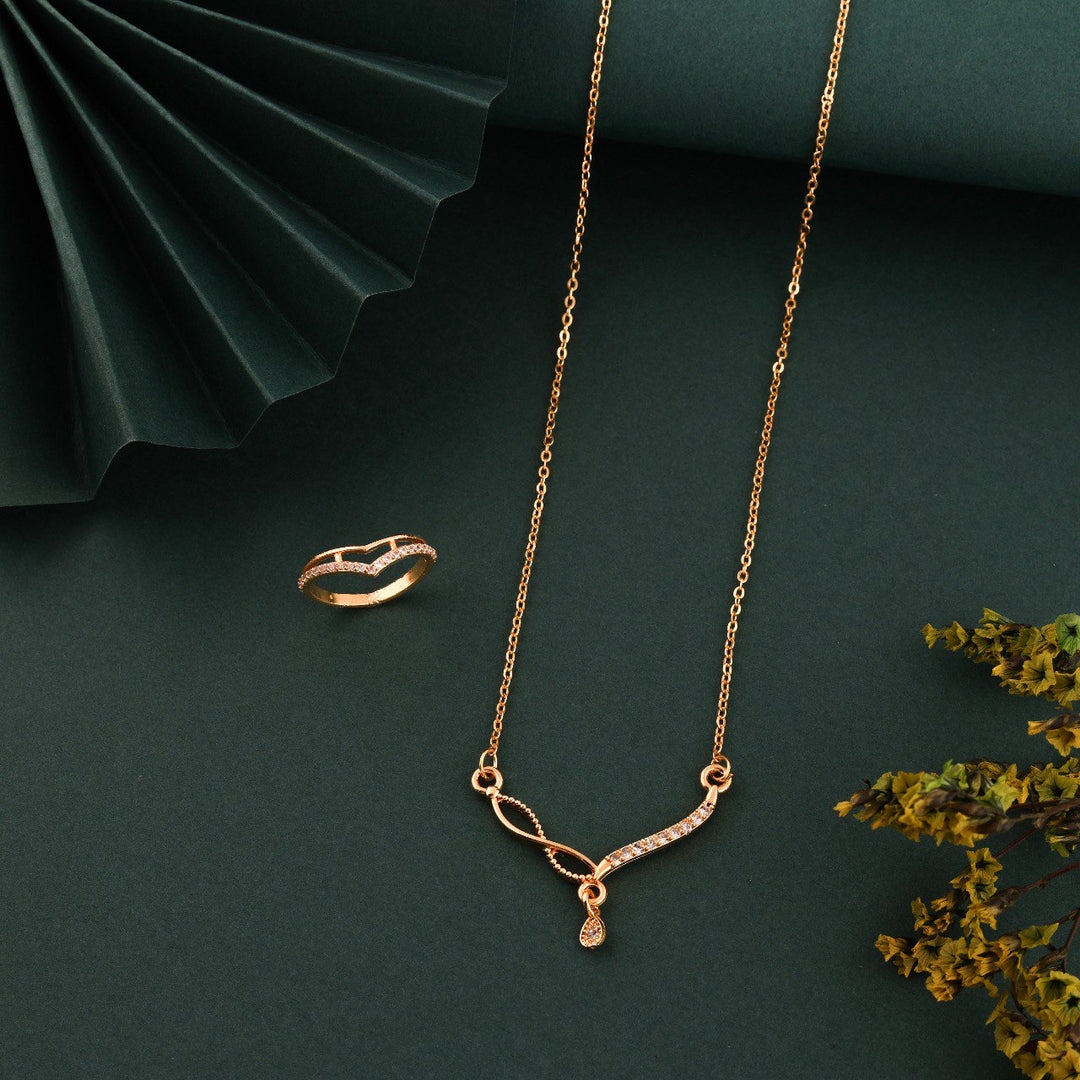 Jiya Gold Finish Chain with Ring | Shoppers Trend