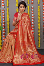 Load image into Gallery viewer, Mahi Soft Silk Red Saree | Shoppers Trend