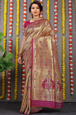 Load image into Gallery viewer, Trupti Soft Silk Golden Saree | Shoppers Trend
