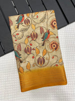 Load image into Gallery viewer, Cream Color Pure Soft Tussar Silk Sarees With Price and Online Shopping Under 1500 . this Fabric Smooth and Any Occasion Related Specials.