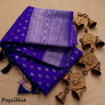 Load image into Gallery viewer, Royal Blue Soft Silk Sarees with Price and Online Shopping Price under 1500 . this Fabric Soft Silk saree FOr Weddings and wear  Collection latest Fancy Designer Most Famous 2025 .