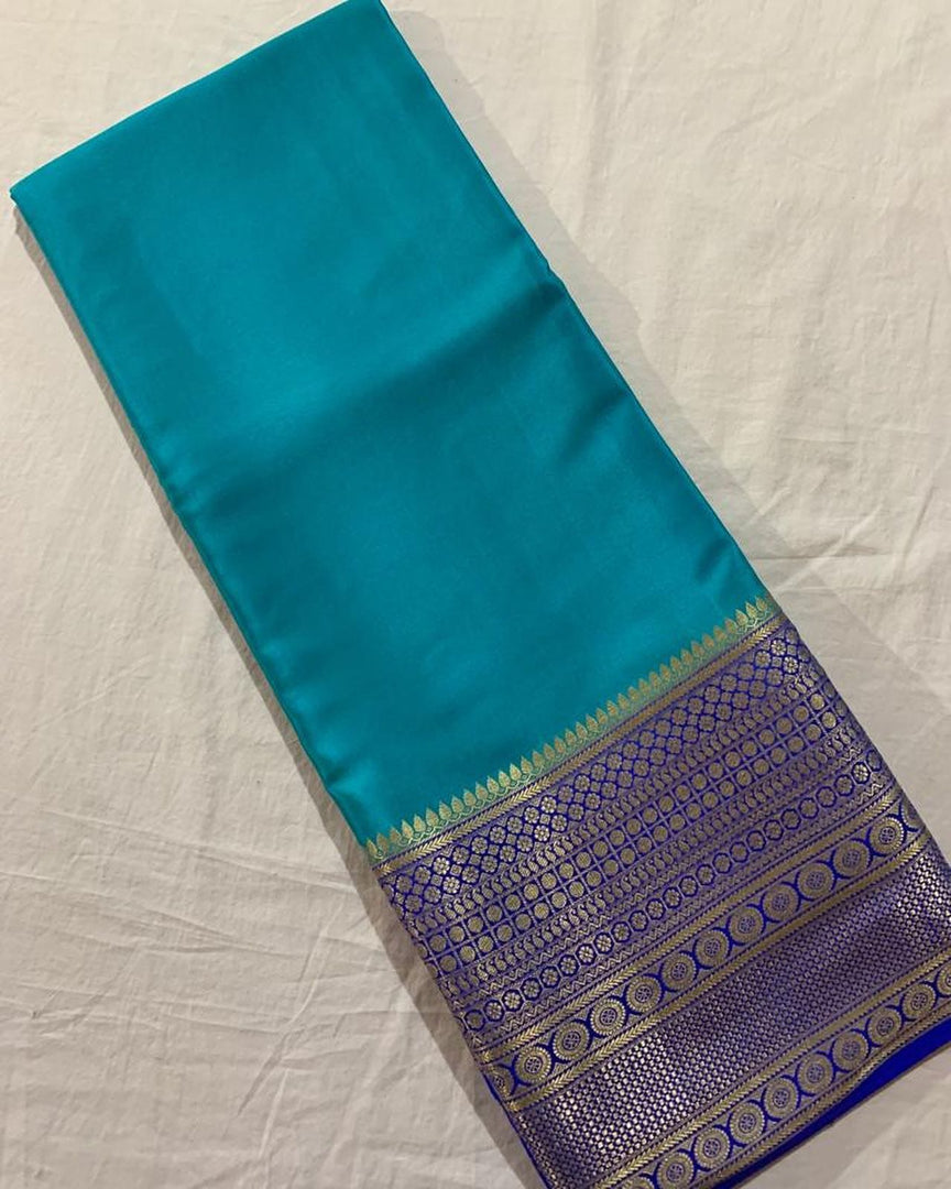 Light-Sky Semi-Mysore Silk Saree Sky Online Price Under 999 . This Semi-Mysore Silk Saree In Zari Weaving Gold And Light-Sky Mysore-Silk Saree This Fabric Most Popular Best Product In India .