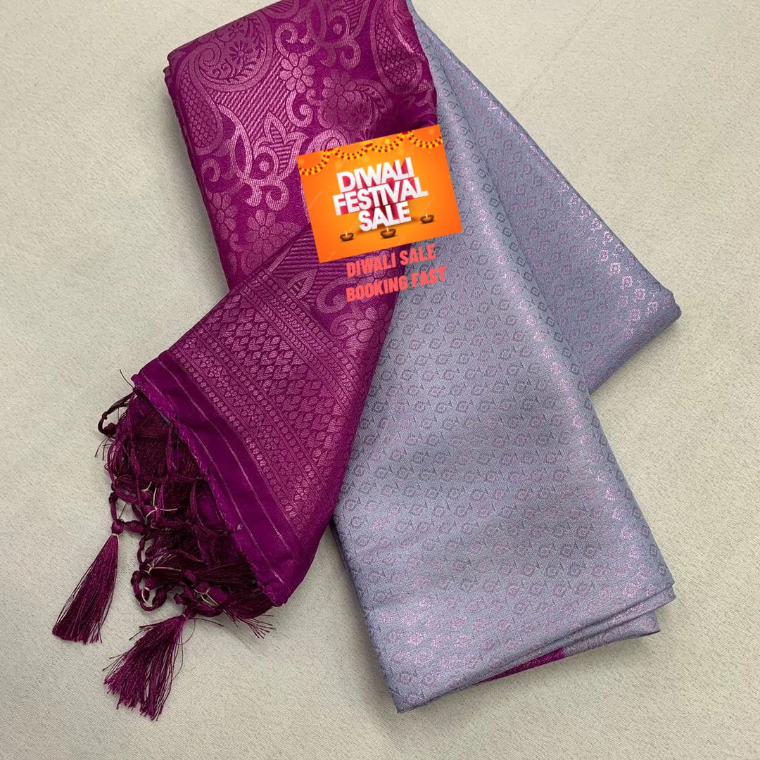 Light Gray soft silk sarees with price and online shopping price under 1000 . this fabric most unique  and soft silk sarees for weddings .and this fabric most famous and silver zari weaving work .
