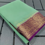 Load image into Gallery viewer, Light Pista Viscose Silk Saree rayon fabric made from wood pulp that is used as a silk substitute Real Viscose Silk Fabric Ready For It . Look For Weddings and Party Wear Collection In 2024-25 .