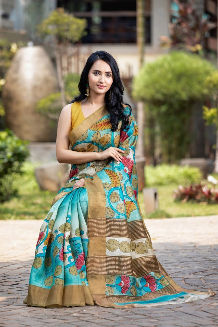 Kavya Kalamkari Tussar Silk Saree | Shoppers Trend