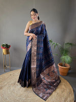 Load image into Gallery viewer, Navy Silk Sarees For Wedding Special Best Choise Price and Online Shopping price Under 2000 . this Fabric Best Choise For Zari Weaving Work and Heavy Jacquard Weaving Work and Traditional Look For 2024-25 , 2025-26 .