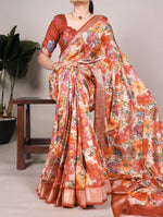 Load image into Gallery viewer, Traditional Saree for Weddings & Festivals , Shop Designer Tussar Silk Sarees at Best Price , Elegant Silk Saree with Viscose Border Prices Under 1500 .