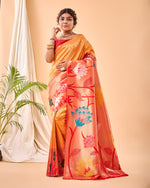Load image into Gallery viewer, Orange Pure Paithani Silk Saree Paithani Weaving Work For Weddings Best Price and Online Shopping Price Under 2000 .
