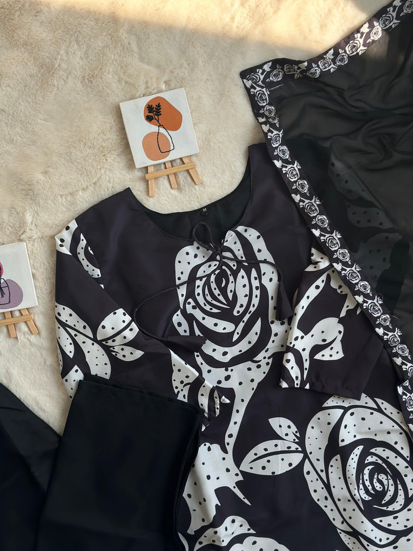 Simran Maslin Cotton Soft Black Kurti  | Shoppers Trend