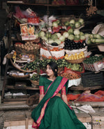 Load image into Gallery viewer, Kinaaz Cotton Lichi Green Half Saree / Langa Voni | Shoppers Trend