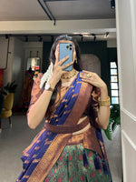 Load image into Gallery viewer, Jacquard silk Flowerer Work Navy Blue Set