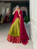 Load image into Gallery viewer, South Indian Kanchipuram Langa Voni Set Full Stitched
