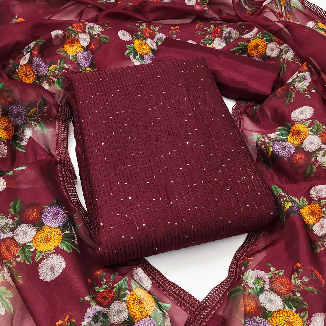 Nisha Chanderi Dress Material | Shoppers Trend