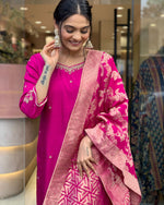 Load image into Gallery viewer, Priya Banana Chanderi Silk Rani Kurti | Shoppers Trend