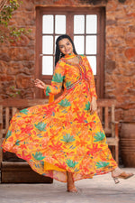 Load image into Gallery viewer, Riyanshika Georgette Orange Anarkali | Shoppers Trend