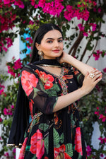 Load image into Gallery viewer, Aarvi Georgette Black Anarkali | Shoppers Trend