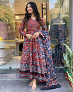 Load image into Gallery viewer, Vidhi Heavy Cotton Maroon Anarkali | Shoppers Trend