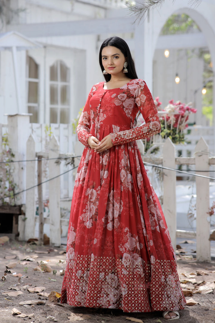 Kriva Faux Georgette Gown | Shoppers Trend