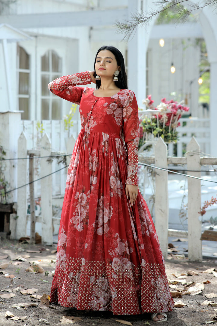 Kriva Faux Georgette Gown | Shoppers Trend