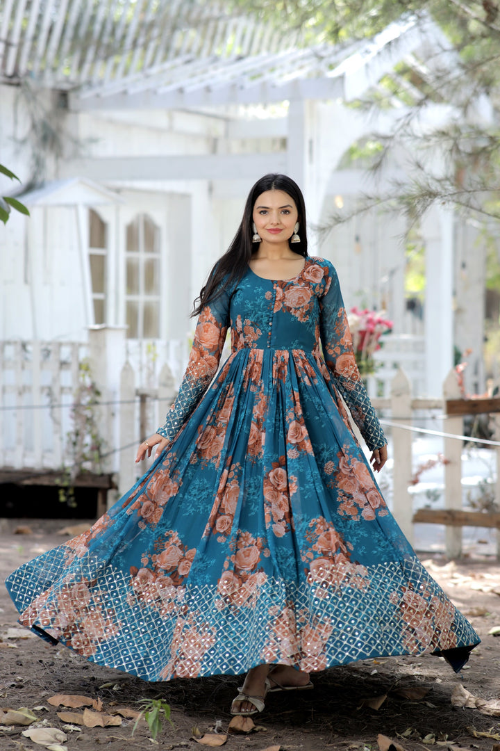 Kriva Faux Georgette Gown | Shoppers Trend