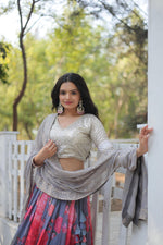 Load image into Gallery viewer, Aarvika Faux Georgette Silver Dhavani / Langa Voni | Shoppers Trend