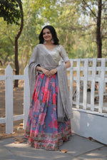 Load image into Gallery viewer, Aarvika Faux Georgette Silver Dhavani / Langa Voni | Shoppers Trend