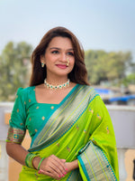 Load image into Gallery viewer, Nishi Soft Paithani Silk Light Green  Saree | Shoppers Trend