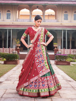 Load image into Gallery viewer, Tulsi Tussar Silk Red Dhavani / Langa Davani | Shoppers Trend
