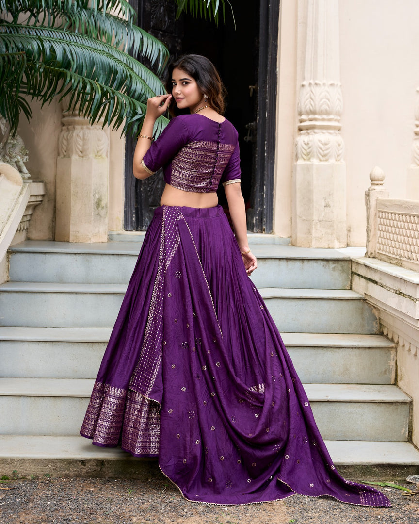 Maya Pure Chanderi Dhavani / Langa Davani / Half Sarees | Shoppers Trend