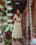 Load image into Gallery viewer, Gupta Gold Chanderi Tissue White Gown | Shoppers Trend
