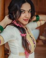 Load image into Gallery viewer, Gupta Gold Chanderi Tissue White Gown | Shoppers Trend