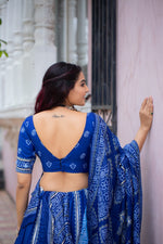 Load image into Gallery viewer, Yashvi Vaishali silk Blue Dhavani Set | Half-Saree | Shoppers Trend